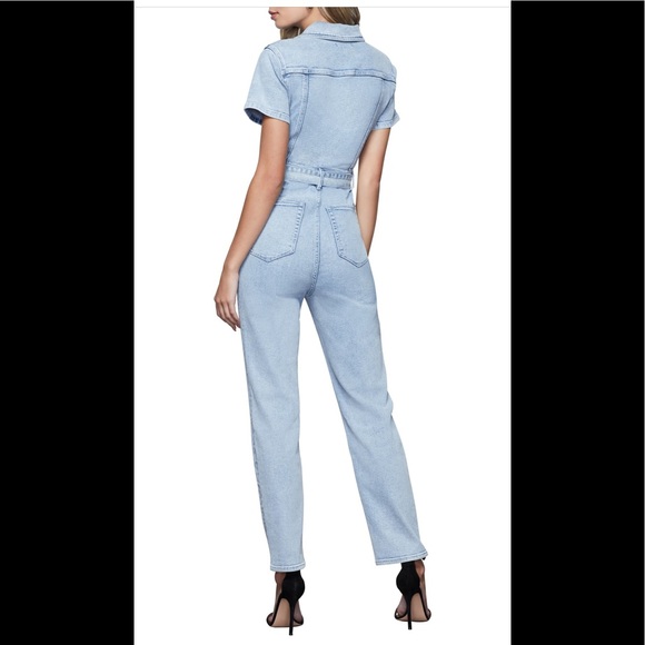 GOOD AMERICAN Fit For Success Belted Denim Jumpsuit, size 3/Large - Picture 8 of 8